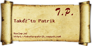 Takáts Patrik névjegykártya