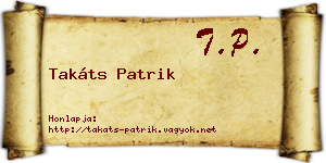 Takáts Patrik névjegykártya